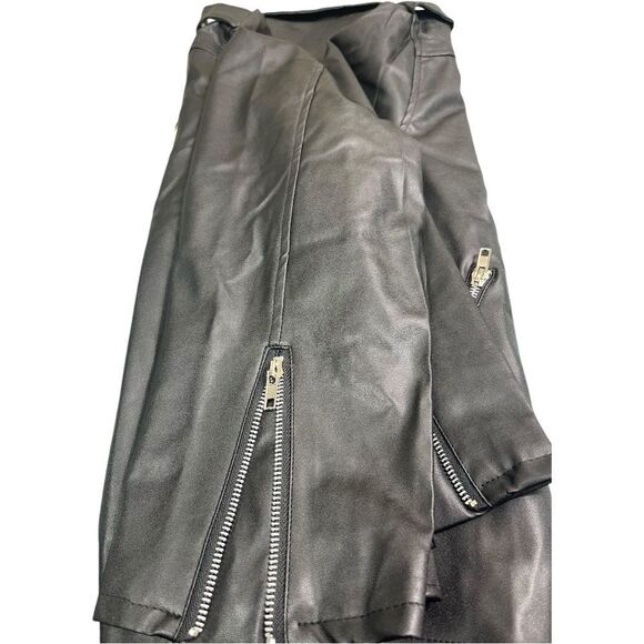 Black Soft Leather Biker Motorcycle Jacket - Picture 8 of 14